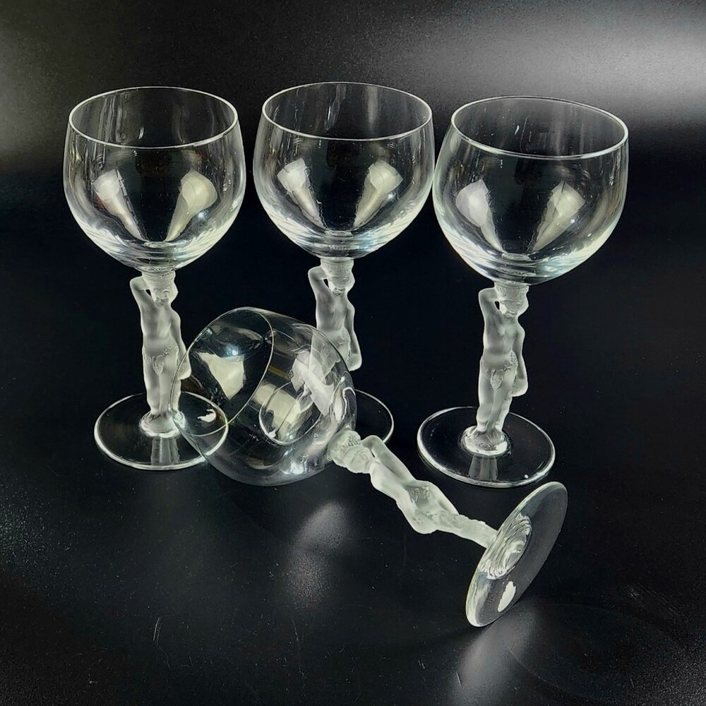 Vintage - Bacchante (Frosted Nude Stem) by Bayel - Wine Glasses - Set of 4